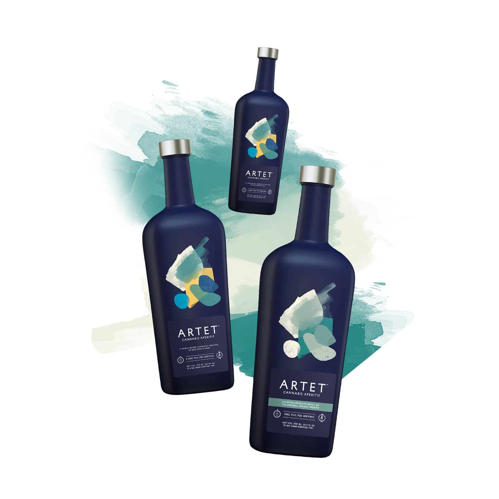 Three bottles of Artet Aperitif with silver caps