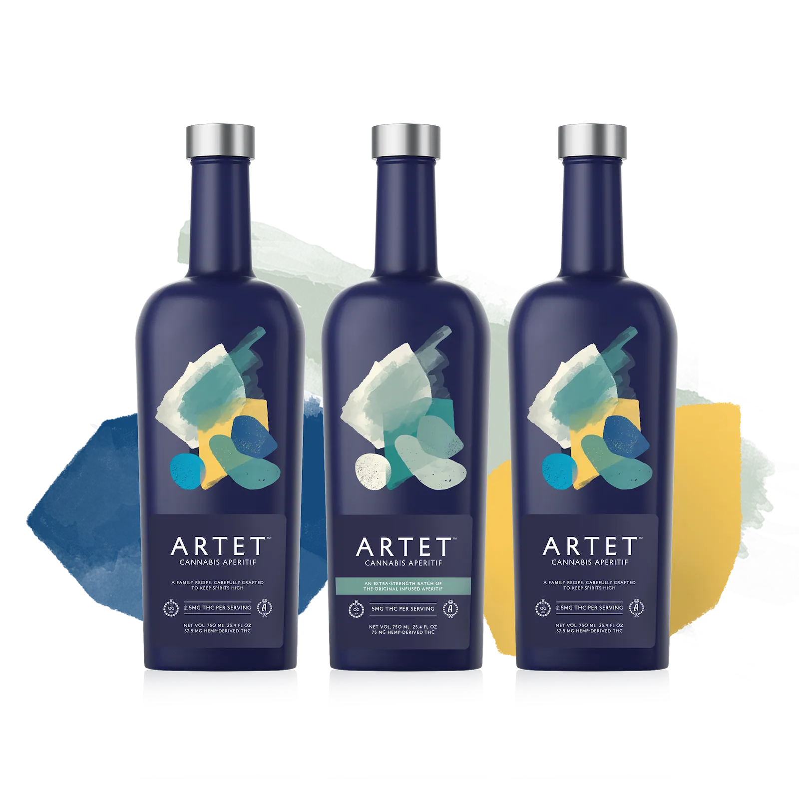 Three bottles of Artet cannabis aperitif