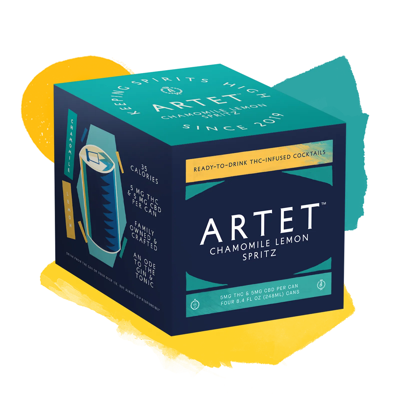 Box of Artet Chamomile Lemon Spritz cocktail on a white background