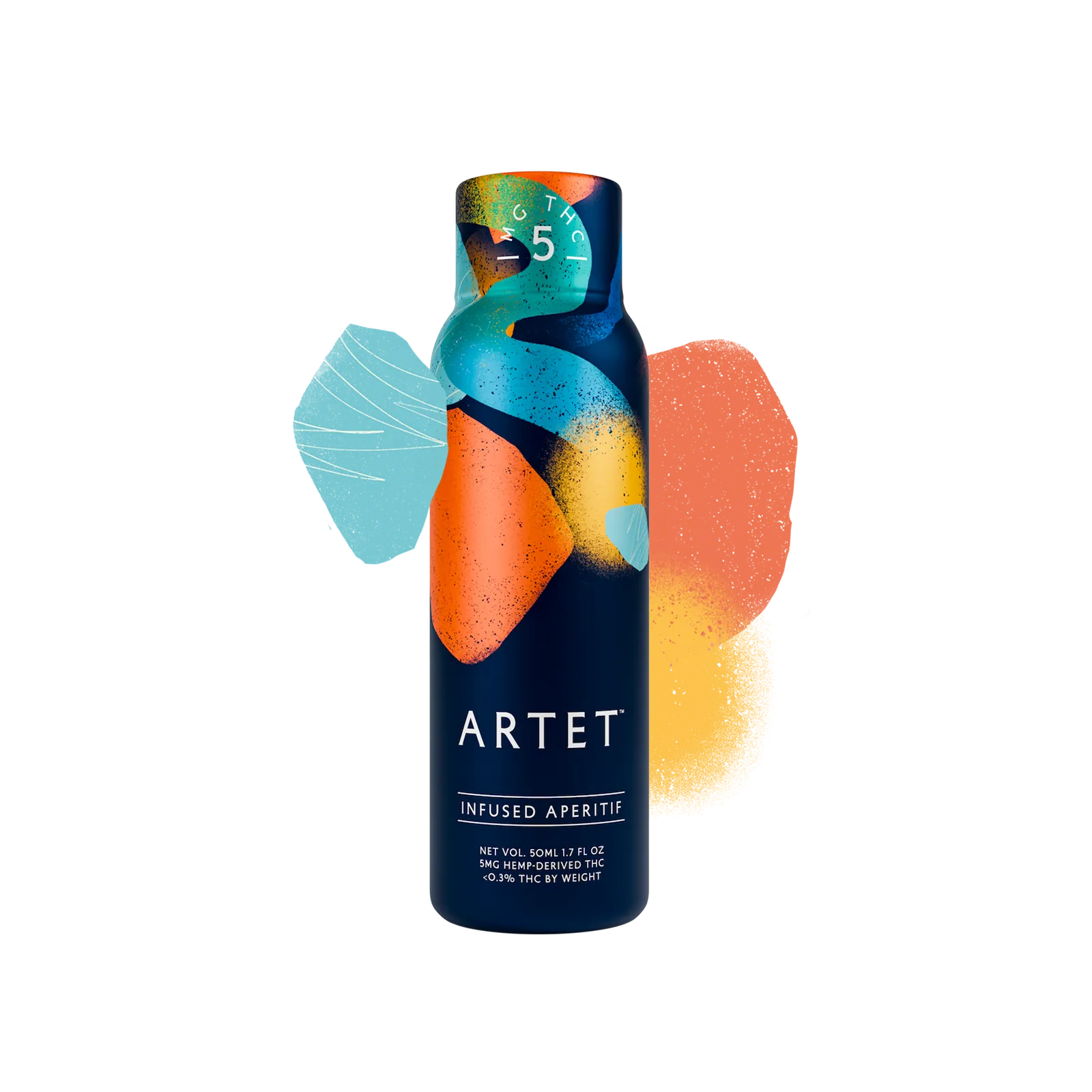 Bottle of ARTET infused aperitif with colorful label